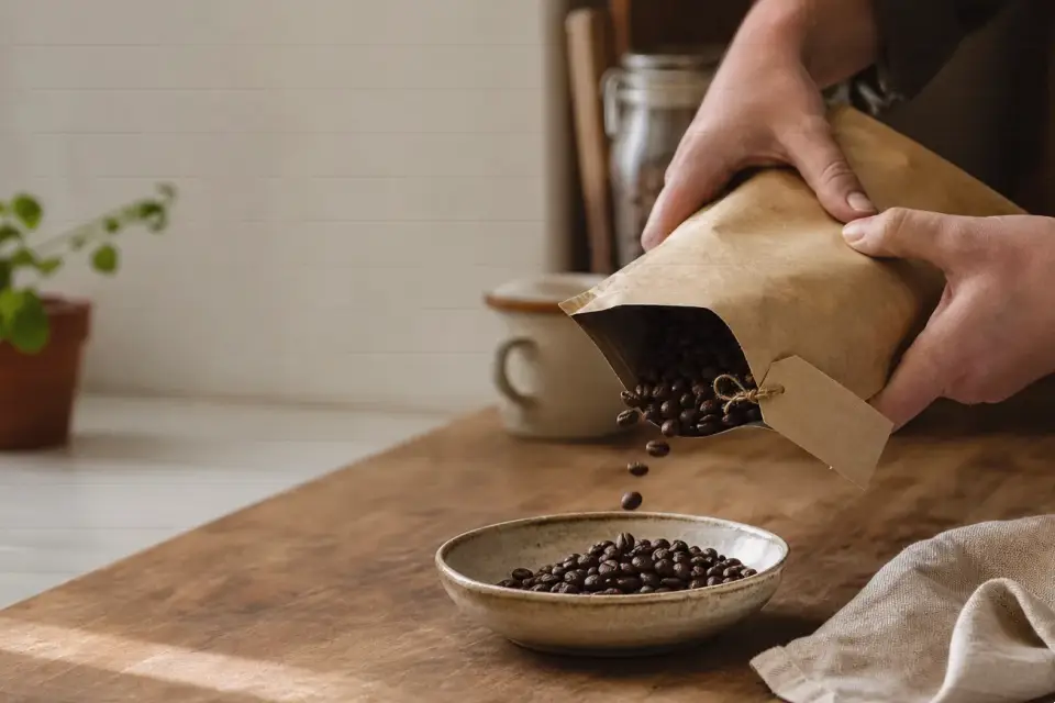Plausibler Arbeitsschritt zu fairtrade-kaffee für kaffeevollautomaten mit ausgewogenem körper