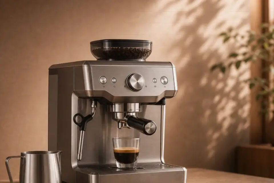 Emotionaler Kaffeemoment zu espressokocher schmeckt verbrannt am morgen