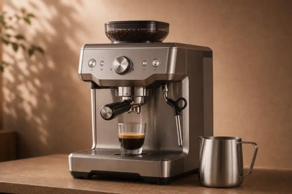 Emotionaler Kaffeemoment zu espressokocher schwankt im geschmack nach dem bohnenwechsel