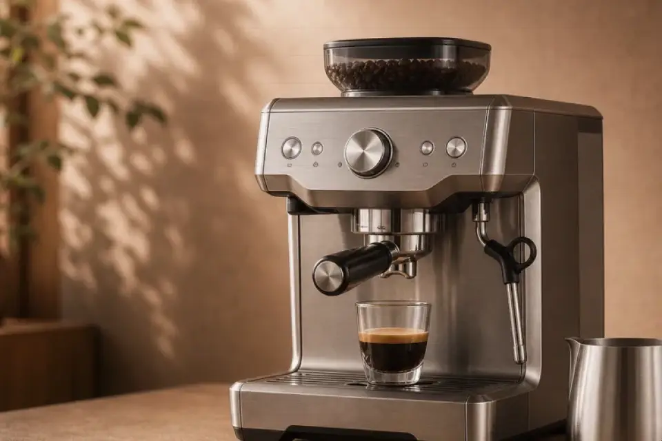Emotionaler Kaffeemoment zu kaffeemühle hat keine crema am morgen