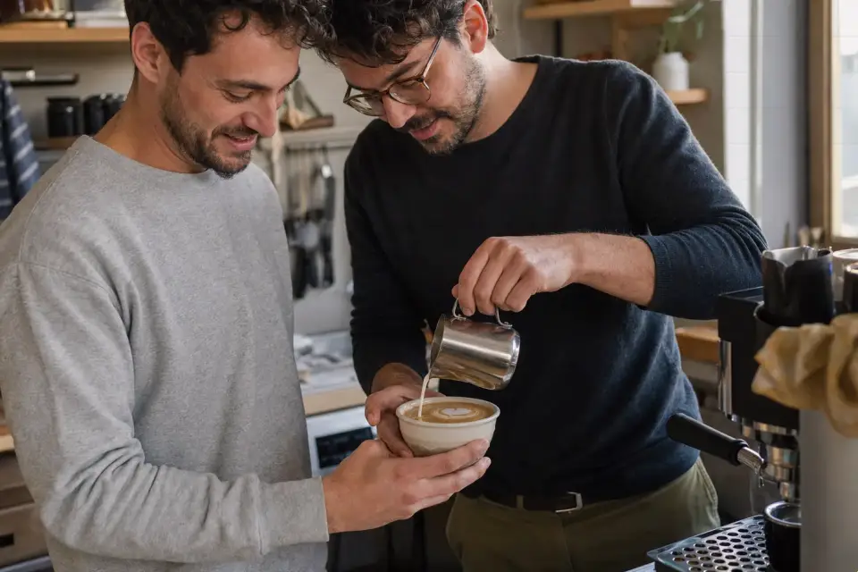 Emotionaler Kaffeemoment zu espressomühle für das büro mit leisem betrieb