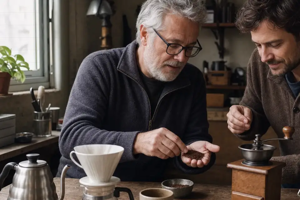 Emotionaler Kaffeemoment zu handfilter-kaffee zubereiten mit klaren fruchtnoten für anfänger