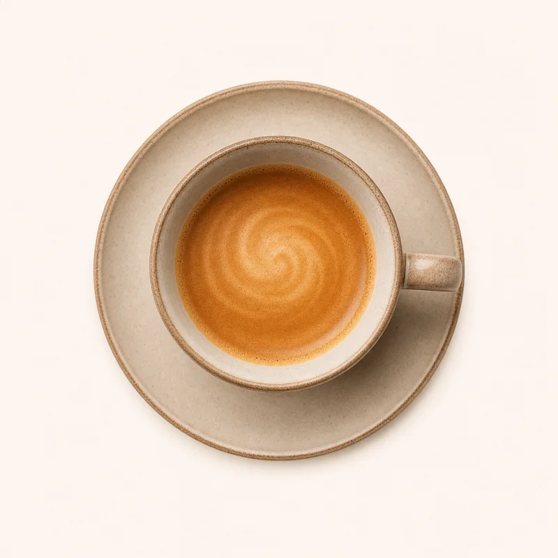 Cappuccino in einer Keramiktasse von oben